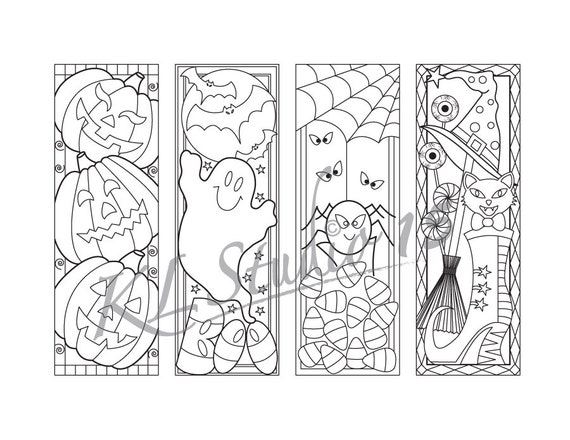 Halloween Coloring Bookmarks Page Instant Download Relax