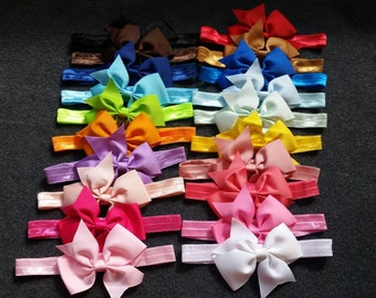 Set of 20 Baby Bow Headbands, Bow Headbands, 4 Inch Bows, Baby Bows, Baby Headbands, Infant Bow Headbands, Newborn Bows, Toddler Bows