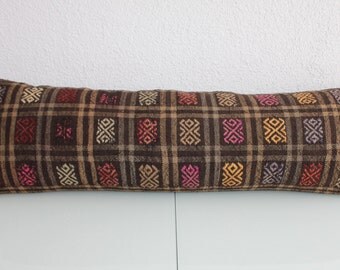 lumbar kilim pillow cover geometric figured 16x48 huge lumbar cushion 16x48 king size lumbar turkish design kilims lumbar pillow 52
