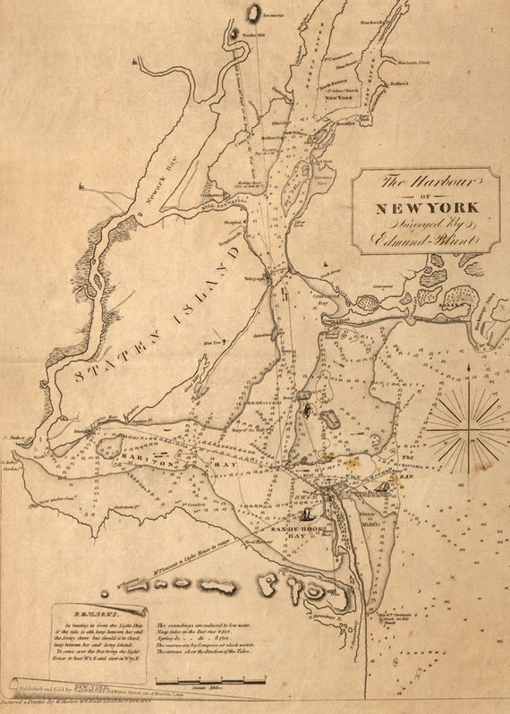 1827 Map of the Harbor of New York