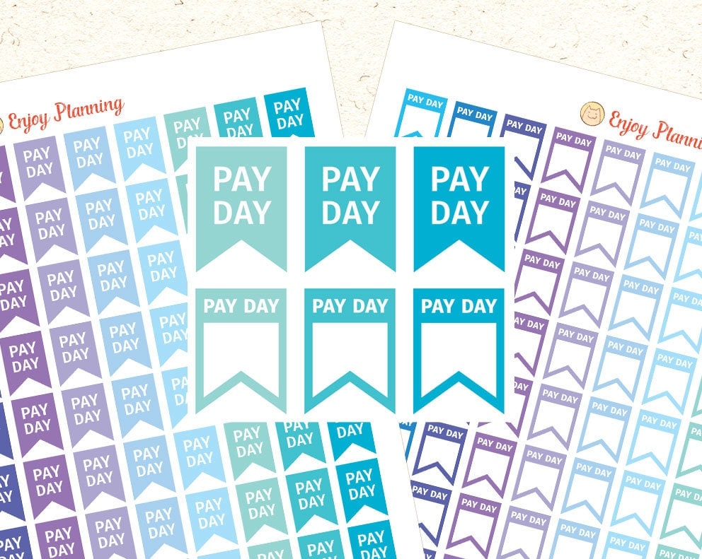 Pay Day Printable Planner Stickers Flag Pay Day Stickers Flag