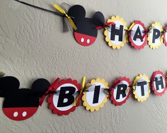 Mickey Mouse Birthday, Mickey Mouse Birthday Decoration, Mickey Mouse Party Decorations, Mickey Mouse Banner, Mickey Mouse Birthday Banner