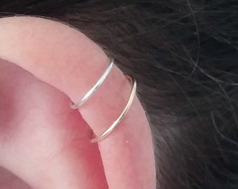 Tiny Forward Helix Cartilage Earring, Helix Ring Hoop, Simple Cartilage Ring, Custom Size - 6mm, 8mm, 10mm