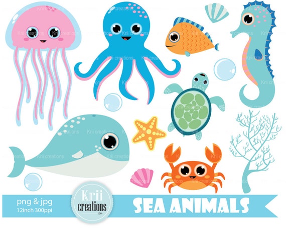 Sea Animals Clip Art Whale Clipart Fish Clipart Octopus