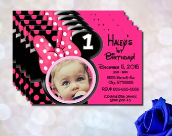 Minnie Mouse Birthday Invitation, Minnie Mouse Invitation, Minnie Mouse Birthday Party, Minnie First Birthday Party