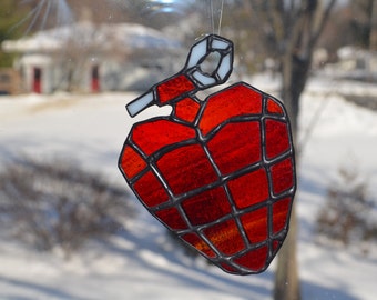 Stained Glass Grenade Heart American Idiot Green Day Album Inspired Art, Unique Valentine's Day Gift, Birthday