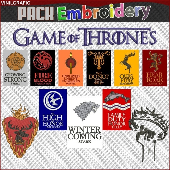 Game of thrones set of 12 Embroidery Designs Brother by VGSTOREUS