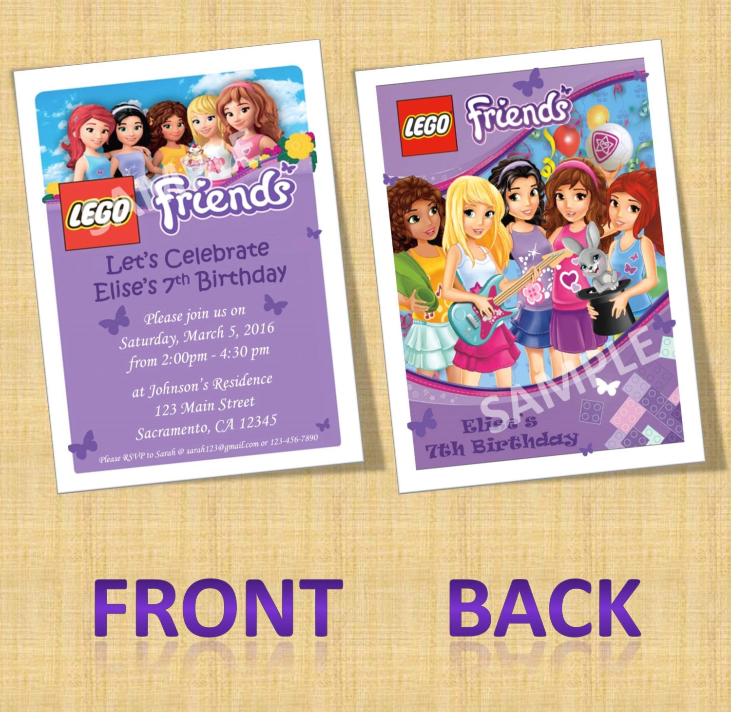 Lego Friends Personalized/Customized Birthday Invitations