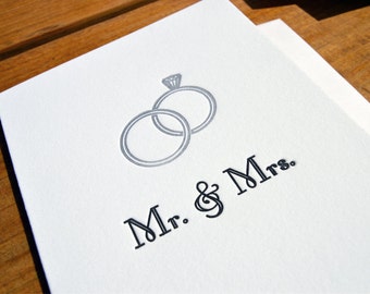 Mr. & Mrs. - Engagement Letterpress Card