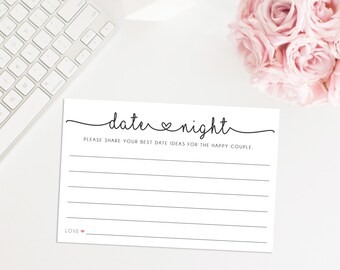 Printable Date Night Cards, Printable Bridal Shower Game, Date Night Ideas Cards, Date Night Cards, Bridal Shower Games