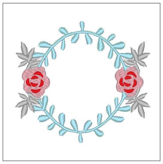 Rose wreath embroidery pattern 4 inch download for machine