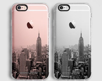 New York iPhone 7 plus case, iPhone 6 Plus case, iPhone 6 case, iPhone 7 case, iPhone SE case, clear case, black grey C056