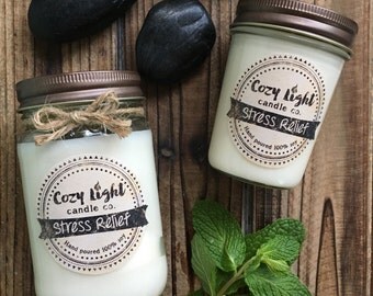 Stress Relief Soy Candle | Mason Jar Candle | Hand Poured | Relaxing Scent