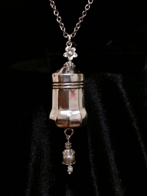 Items similar to Vintage Sterling Silver Miniature Salt Shaker Pendant