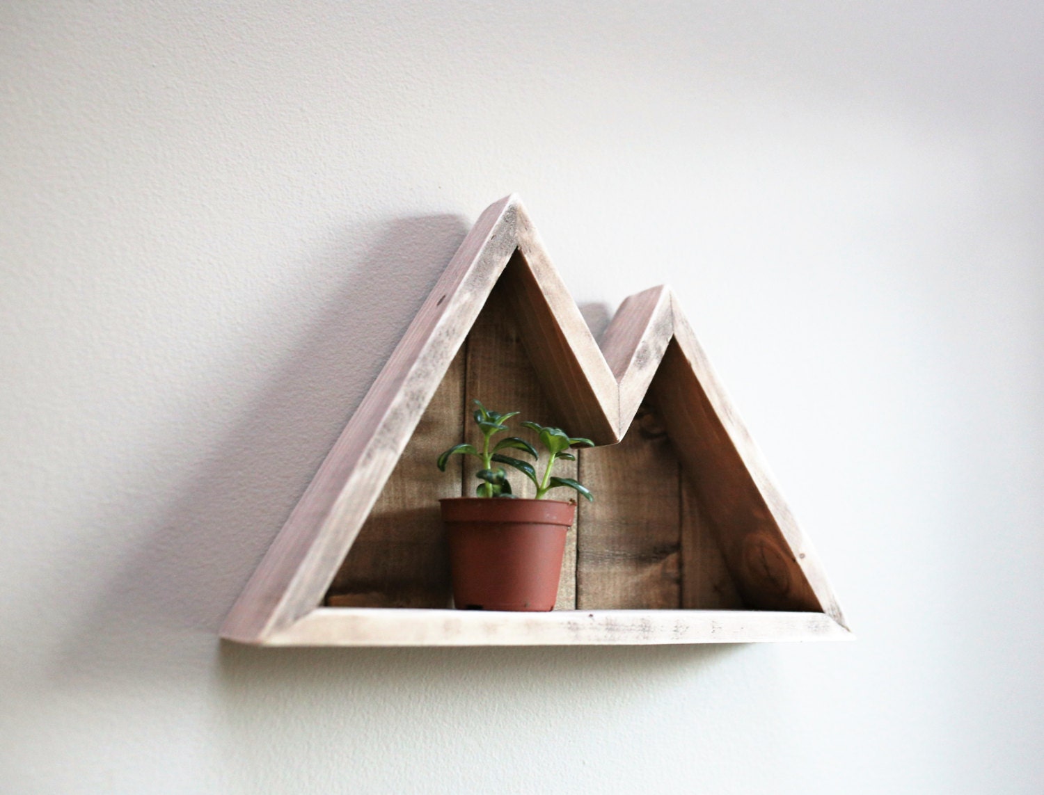Geometric mountain shelf with wood backing 1 // rustic