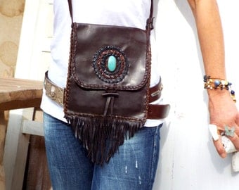 Native American inspired.Crossbody Leather Bag. Boho Bag. Tribal Handmade. Handmade Leather bag. Fringes leather bag. Shoulder Bag. Vintage
