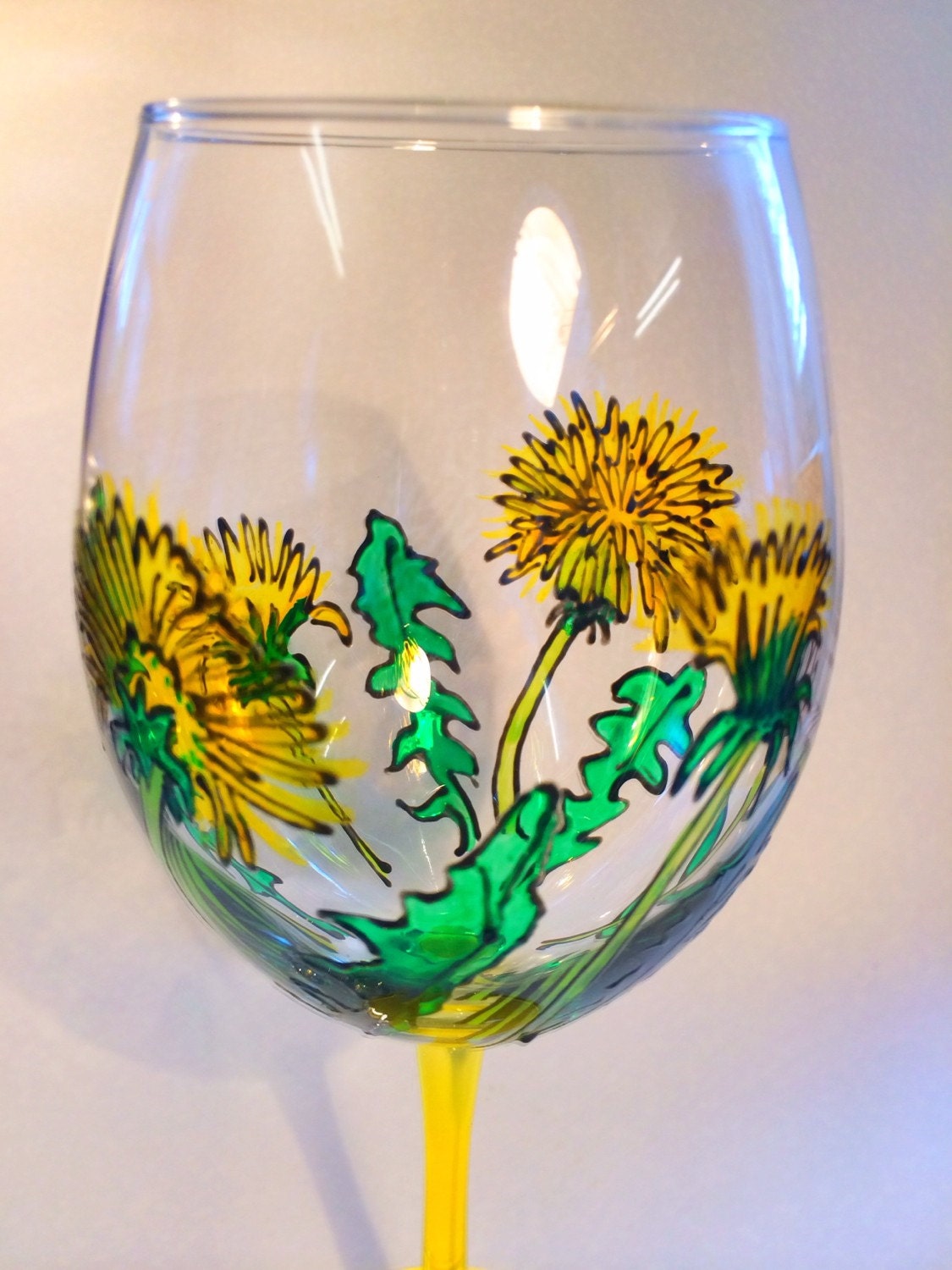 Dandelion Wine Glass Spring Party Glass Brilliant Colors Can