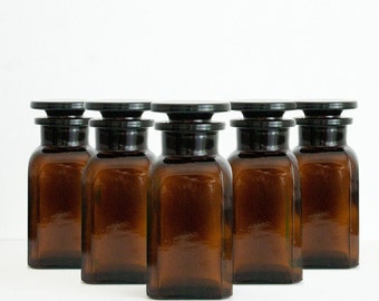 5 x 100 ml Amber Apothecary Jars (3.4 fl oz)