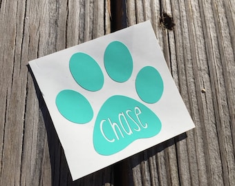 Paw Print Vinyl Decal | Dog Decal | Personalized Name Puppy Decal | Puppy Sticker | Custom Decal | Yeti Cup Decal | Custom Vinyl Sticker