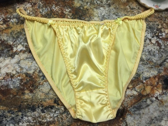 Yellow Satin String Bikini Panties 5xl