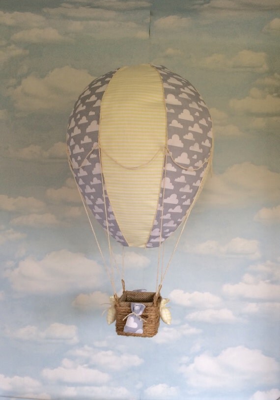 Items similar to Hot air balloon light shade, pastel yellow and white