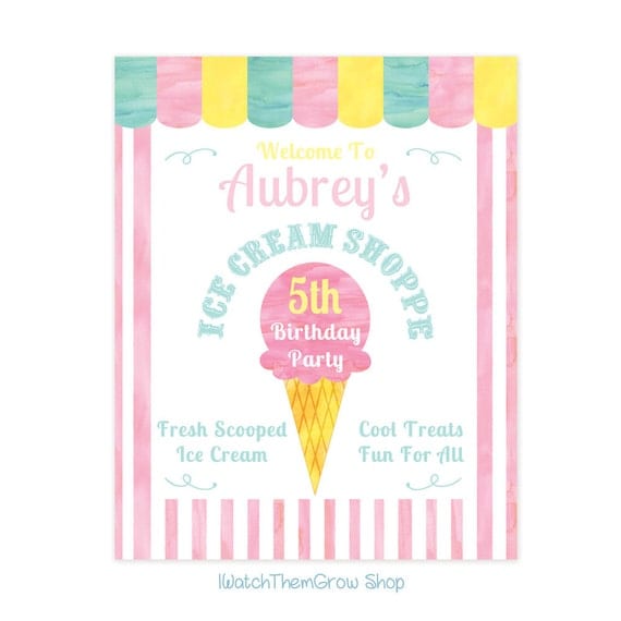 Ice Cream Party Poster CUSTOM PRINTABLE Ice Cream Shoppe