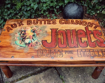 SALE! Large Coffee Table Friends Poster Jouets Pyrography Wood Furniture French Poster Rustic Table TV Geek Gift Monica Rachel Apartment