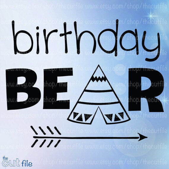 Download Birthday Bear svg silhouette or cricut file htv design iron