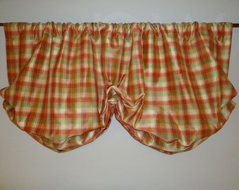 Plaid Dupioni Silk Balloon Valance Lined Interlined