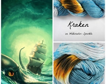 Kraken, on Watercolor Sparkle- Phat Fiber