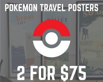 Pokemon Poster Set of 2 | Travel Posters | Unframed