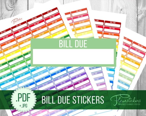 Bill Due Printable Planner Stickers Bill Due Planner Sticker 7341