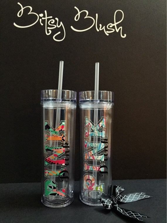 Pink Drink acrylic water bottle. Made with permanent vinyl in