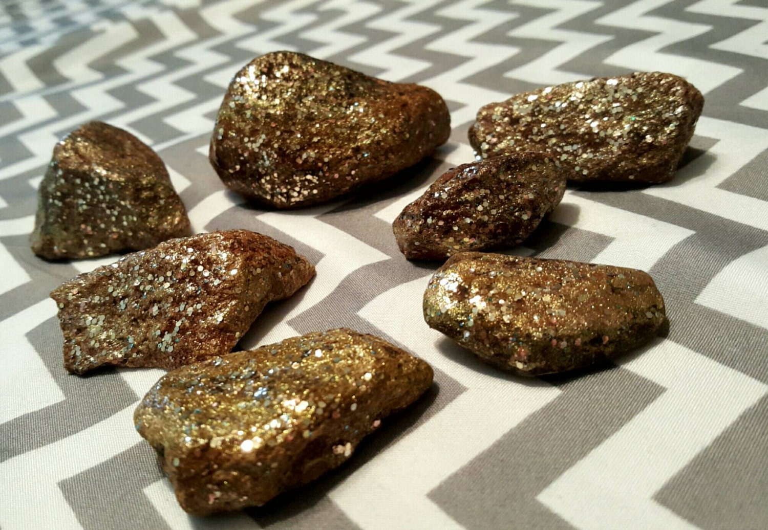 Gold Glitter Rocks Gold Stones Fairy Garden Stones by PopRocksBox