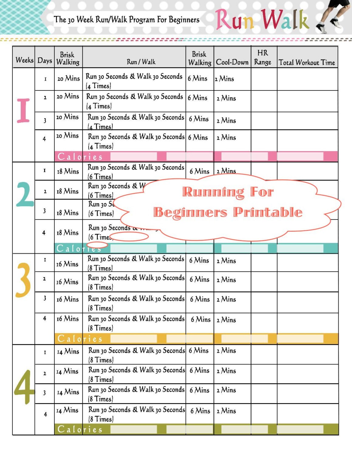 Running For Beginners Printable Fitness Journal by TheBodyWorkout
