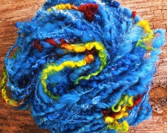 Handspun wool locks art yarn - Blue Sea