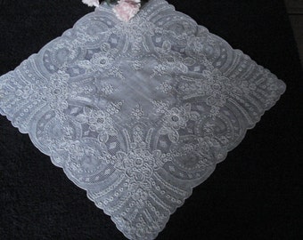 Delicate Vintage, Madeira, Bridal Handkerchief, Hankie, Silver Hankie, Bride's Handkerchief, Wedding Gift, Ladies Accessories, Ladies Gift