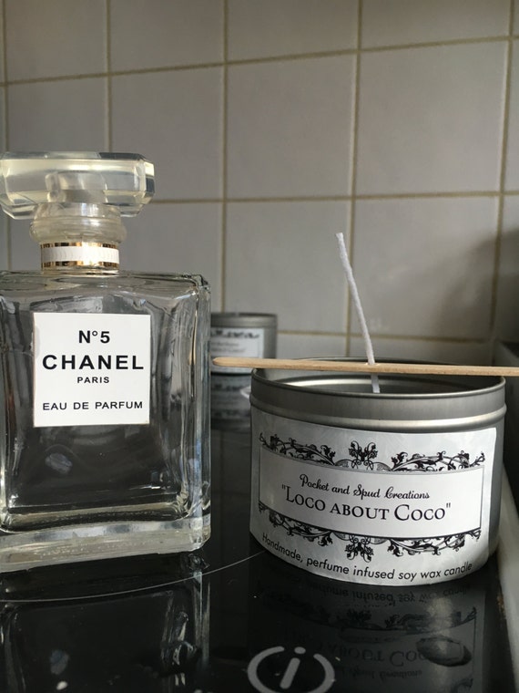 Handmade coco chanel no5 infused soy wax candle by PocketandSpud