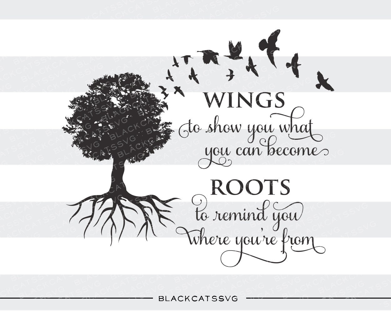 Download Wings and Roots family tree SVG file Cutting by BlackCatsSVG