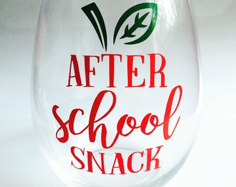 Teacher Stemless Wine Glass Gift - After School Snack - Gift for Teachers