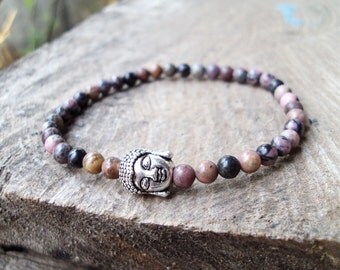 Buddha bracelets,Stone bracelets,Rodonite bracelets,Women bracelets