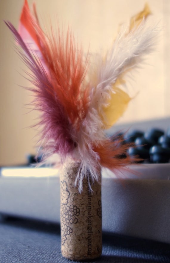 Cork Cat Toy Feather Cat Toy Catnip toy cat by AmeliasPearls