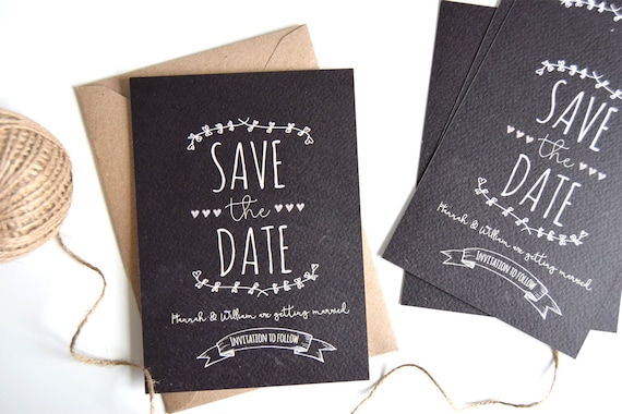 Rustic Chalkboard Wedding Save The Date Card SAMPLE ONLY
