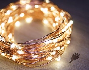 5m Copper String Fairy Lights (Warm White) | USB