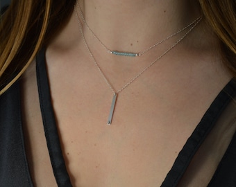 Necklace 2 in 1 Apatite and pendant bar customizable
