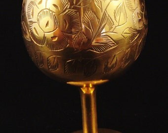 Vintage Ornamental Brass Goblet