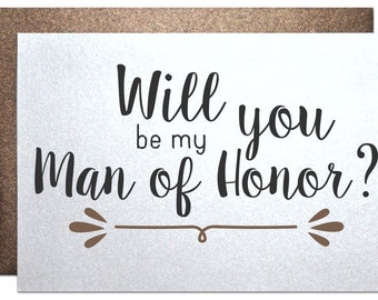 Rustic wedding, man of honor card, wedding invitation, will you be my man of honor, card, recycled wedding, from bride