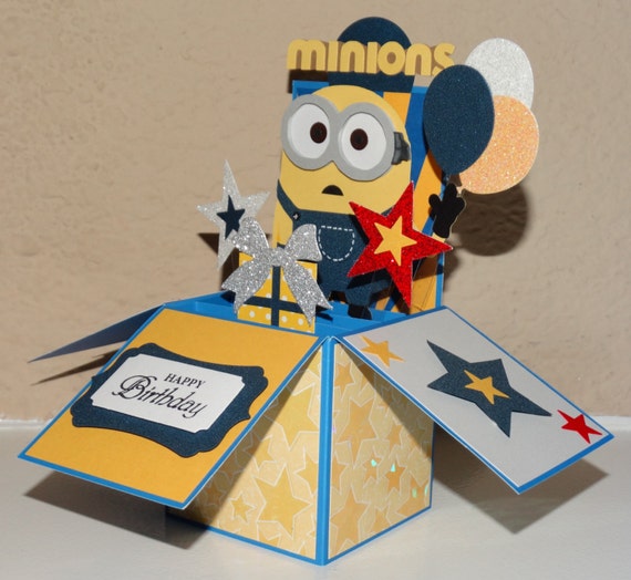 Minions Happy Birthday handmade 3D pop up by USACRAFTSTORE on Etsy