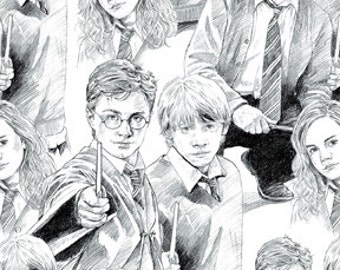 Harry Potter Fabric - Harry Potter Character Fabric - Cotton Quilting Fabric - By the Yard Fabric