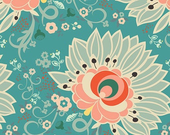 Euphloria Coral, Rapture Collection, Floral Fabric, Art Gallery Fabrics, Pat Bravo, RPT-2704